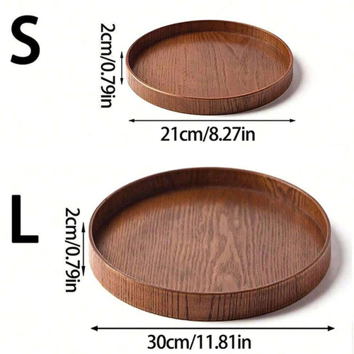Round Wooden Serving Tray 21/27/30cm Wood Platte Decorative Tray for