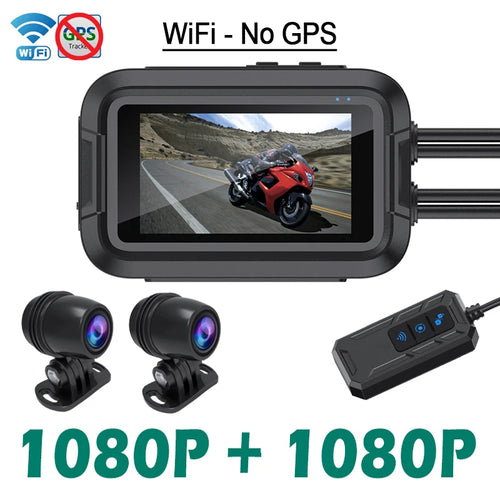 Dual 1080P Motorcycle DVR Full Body Waterproof Moto Camera WiFi GPS