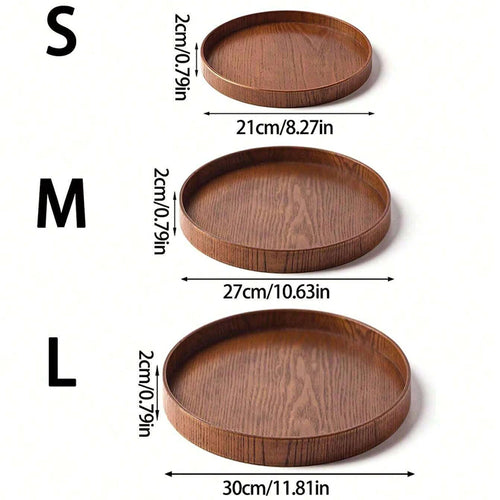 Round Wooden Serving Tray 21/27/30cm Wood Platte Decorative Tray for