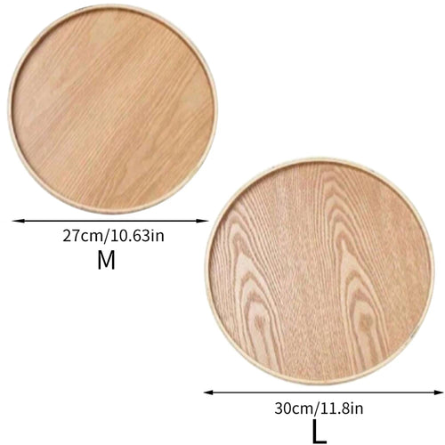 Round Wooden Serving Tray 21/27/30cm Wood Platte Decorative Tray for