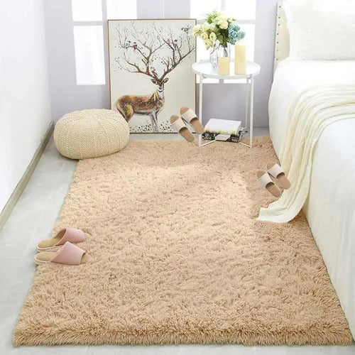 Plush Carpet Living Room Sofa Coffee Table Rug Green Pink Fluffy Soft