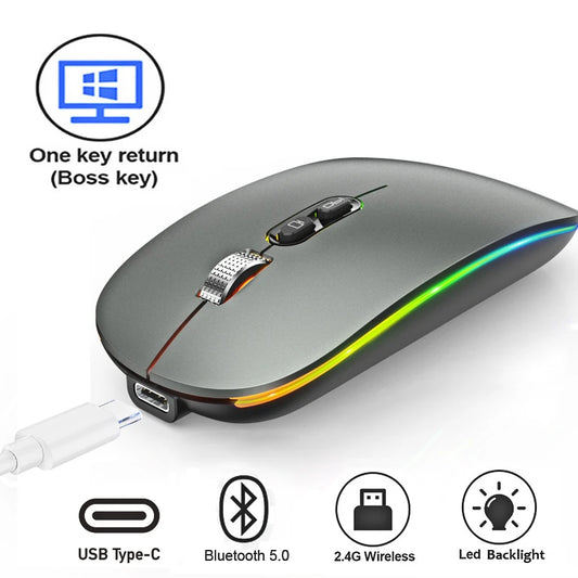 Dual Mode Bluetooth 2.4G Wireless Mouse One-Click Desktop Function