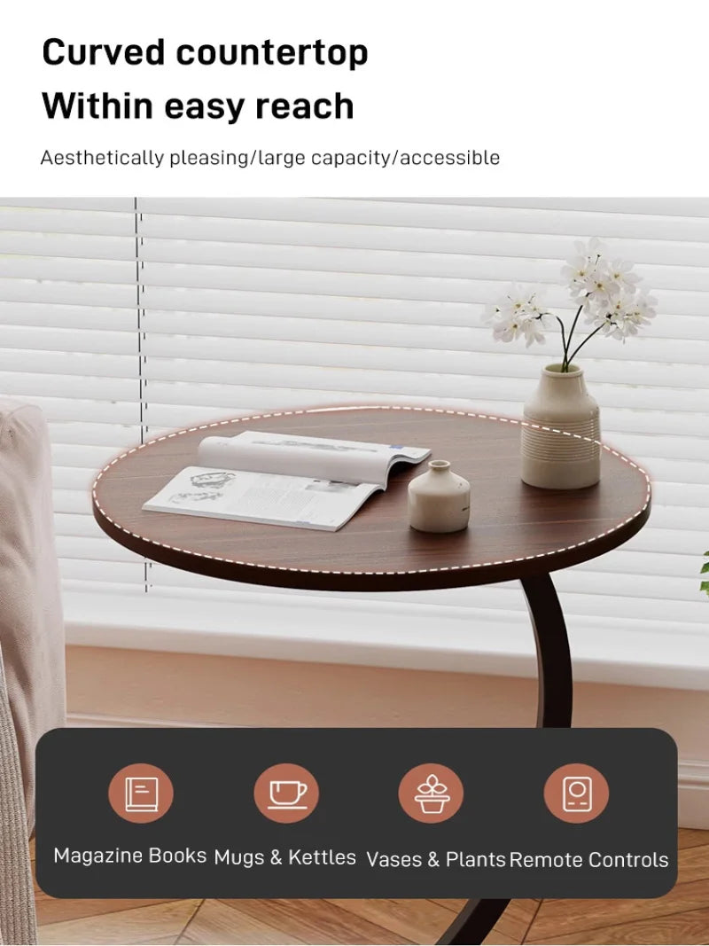Small apartment light luxury bedside small coffee table round movable