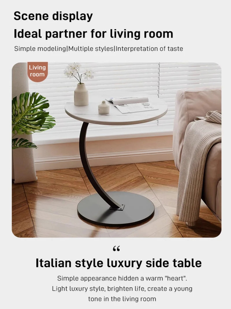 Small apartment light luxury bedside small coffee table round movable