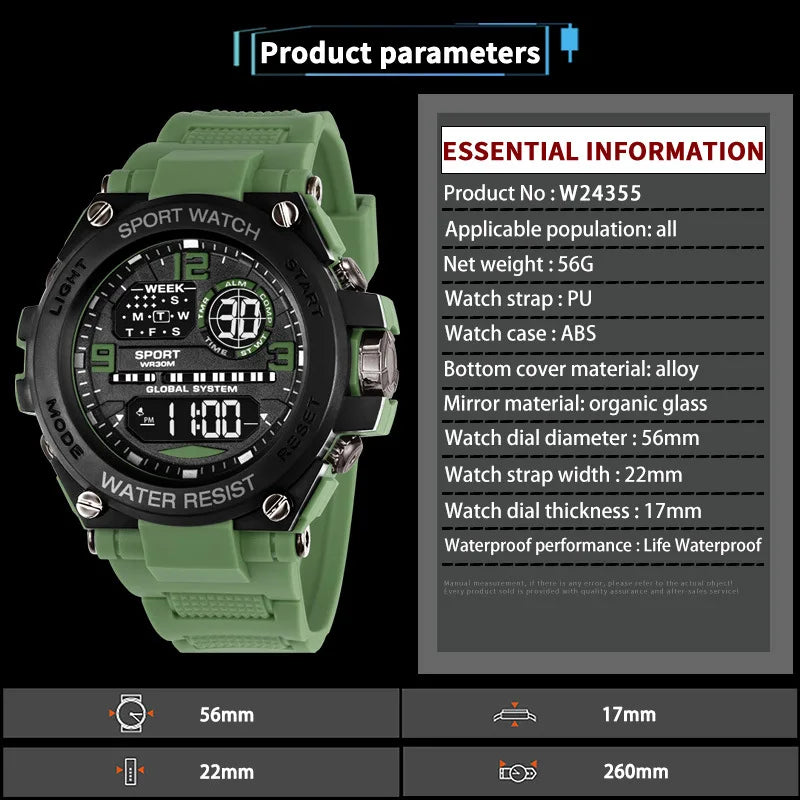 Top Luxury Electronic Watch for Man Outdoor Sport Watch Stopwatch