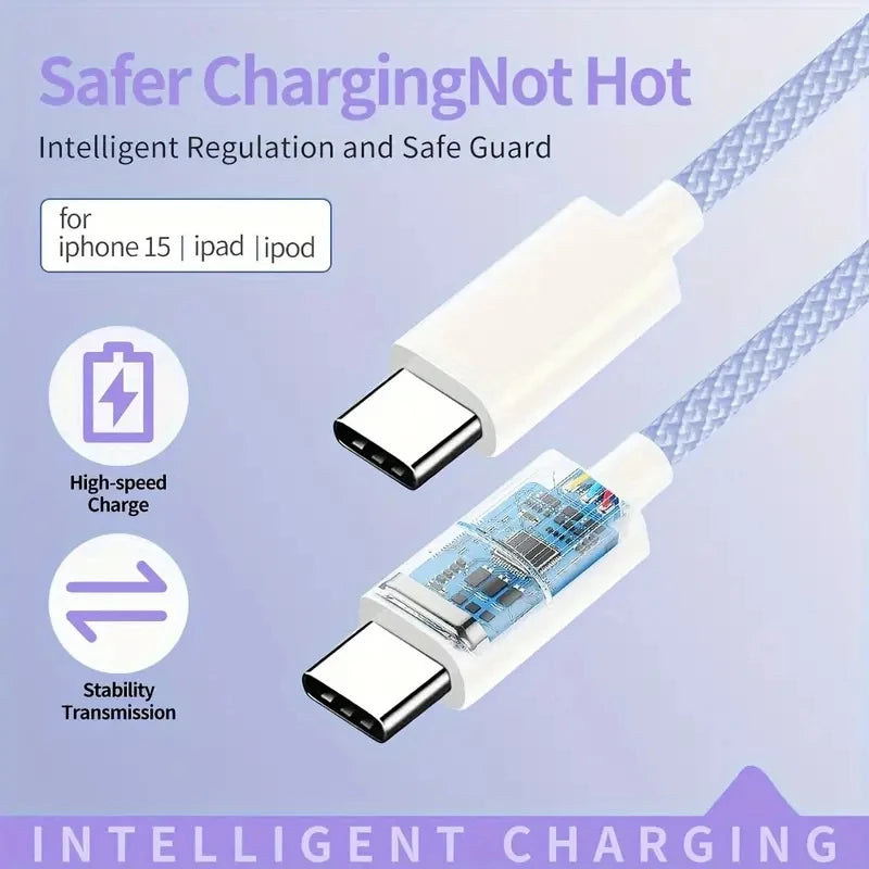 PD 60W USB-C To Type C Cable for IPhone 15 16 Pro Fast Charging Wire