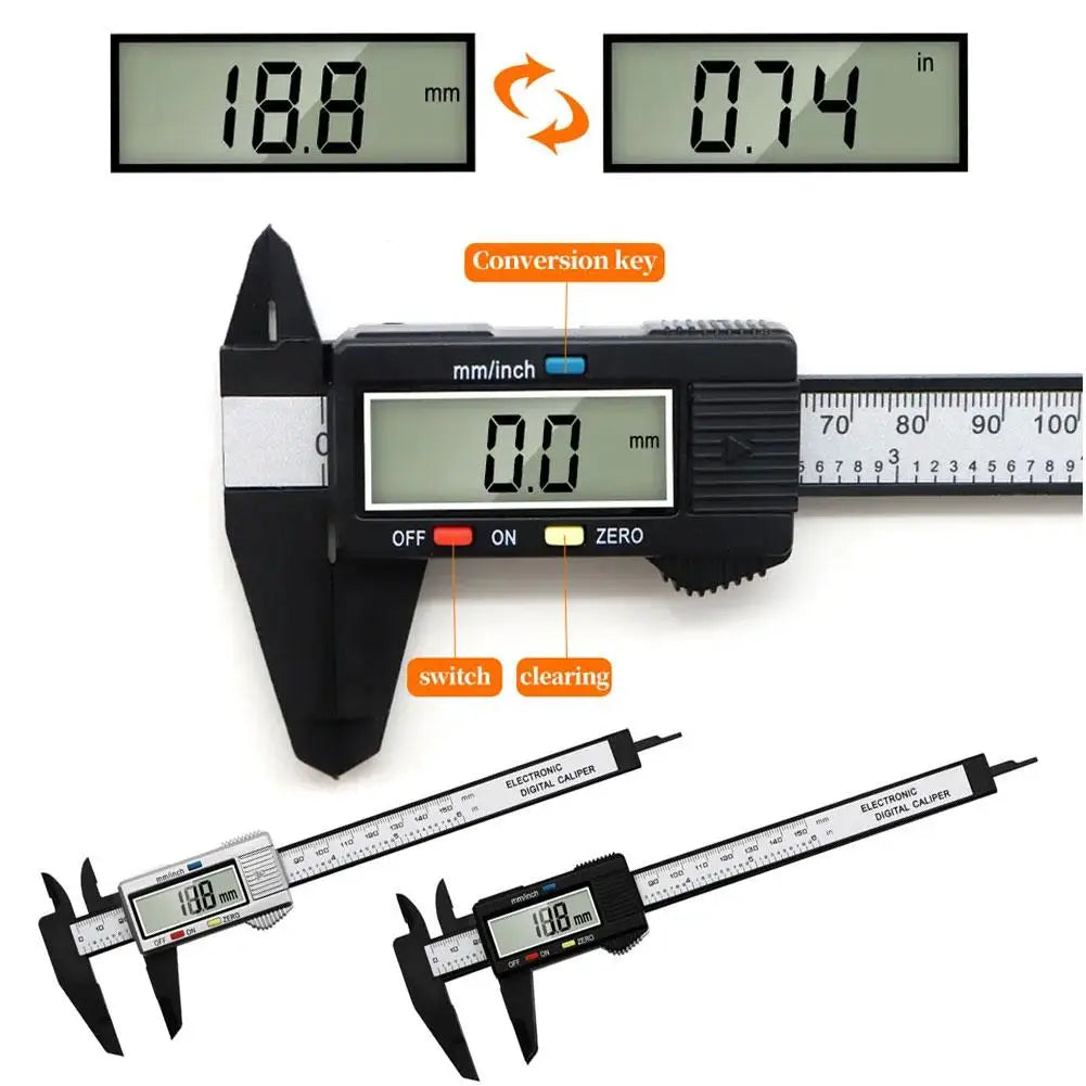 Electronic Digital Caliper Carbon Fiber Dial Vernier Caliper Gauge