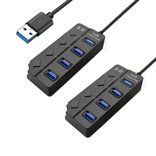 4/7-Port USB 3.0 Hub with LED Indicator Independent Switch Control for