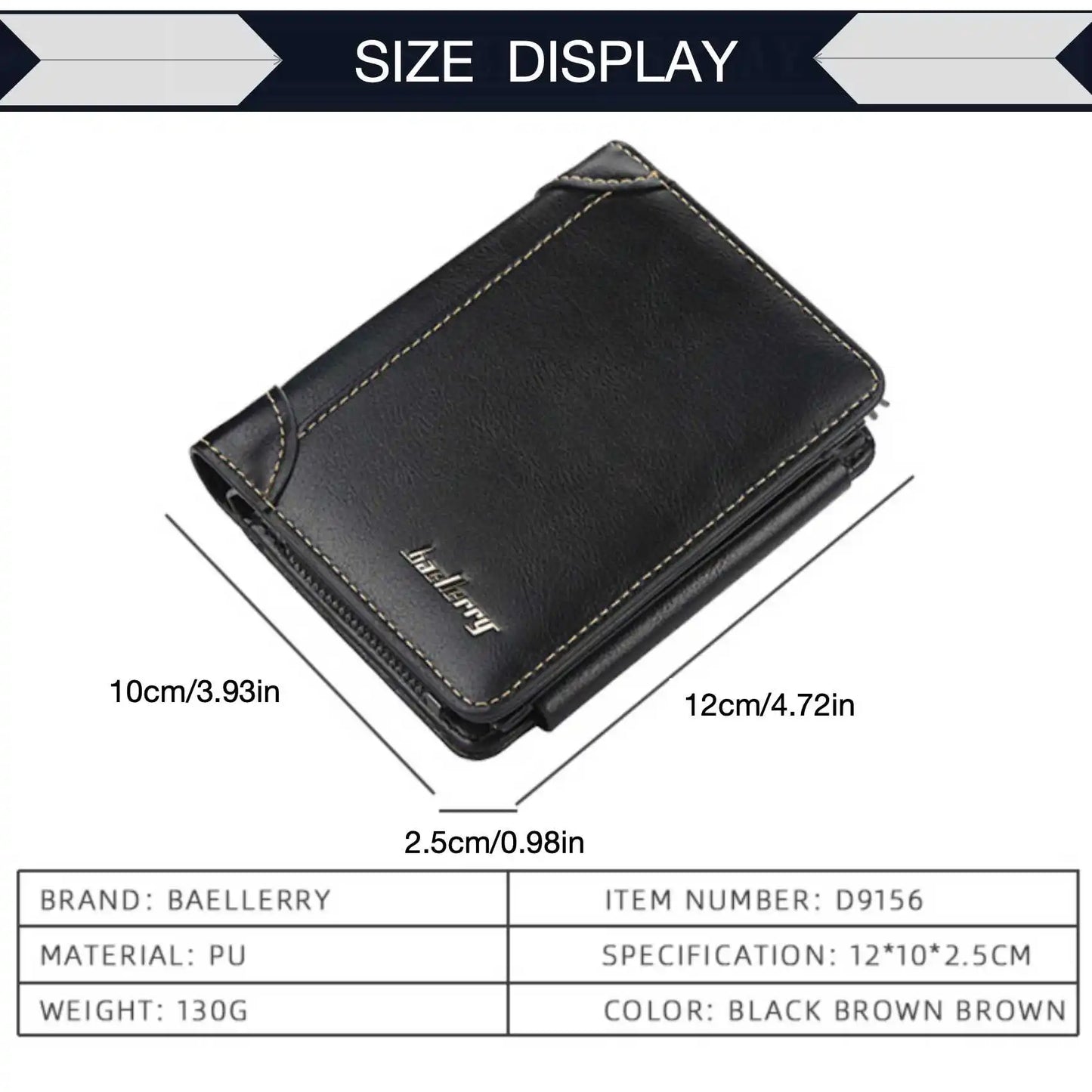 Multi-Card Triple Fold PU Leather Men's Short Wallet Large Capacity