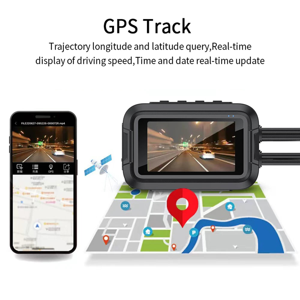 Dual 1080P Motorcycle DVR Full Body Waterproof Moto Camera WiFi GPS