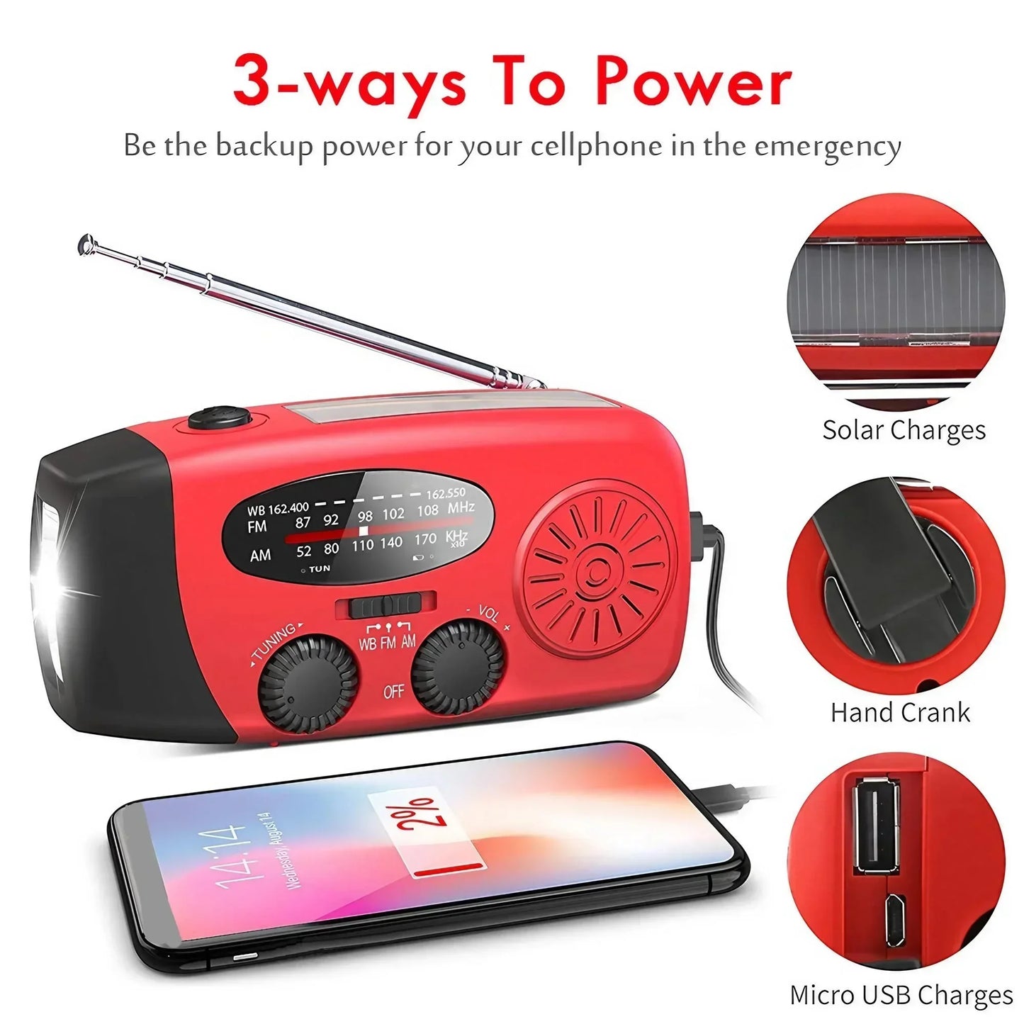 STONEGO Multifunctional FM Radio Outdoor Emergency Hand-crank