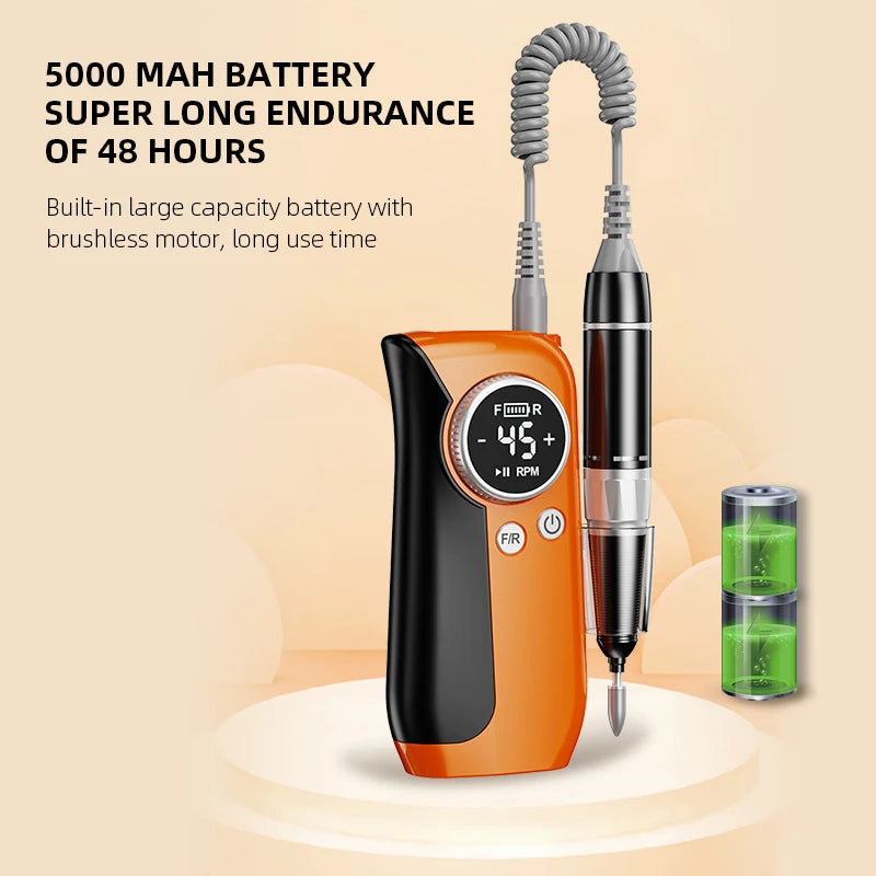 45000RPM Nail Drill Electric Nail Sander With HD LCD Display