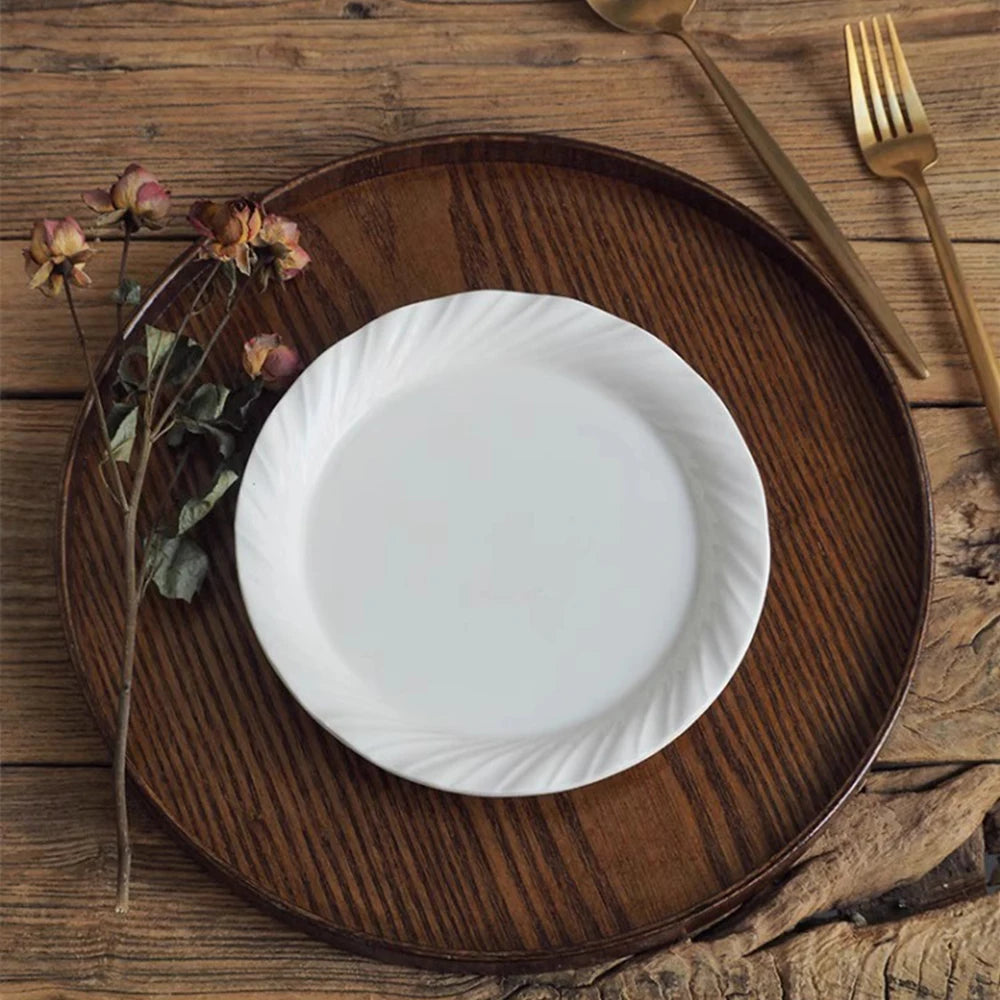 Round Wooden Serving Tray 21/27/30cm Wood Platte Decorative Tray for