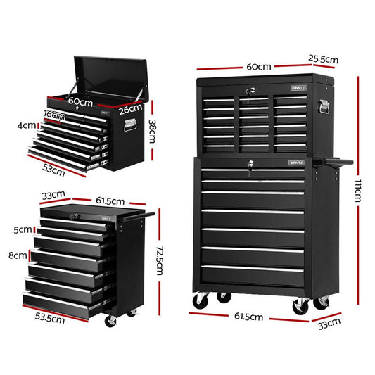 Giantz 17 Drawer Tool Box Cabinet Chest Trolley Toolbox Garage Storage
