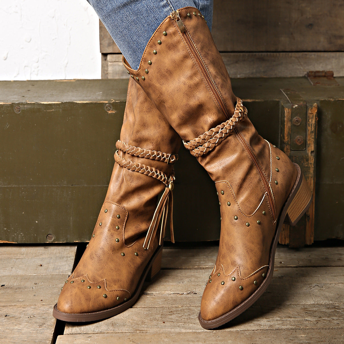 Retro Tassel Boots Knight Western Boots For Women