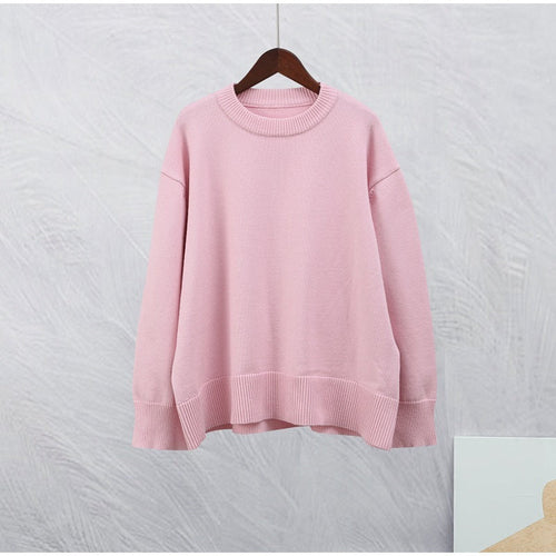 Sweet Crew Neck Pullover Sweater Winter Fashion Loose Long-sleeved