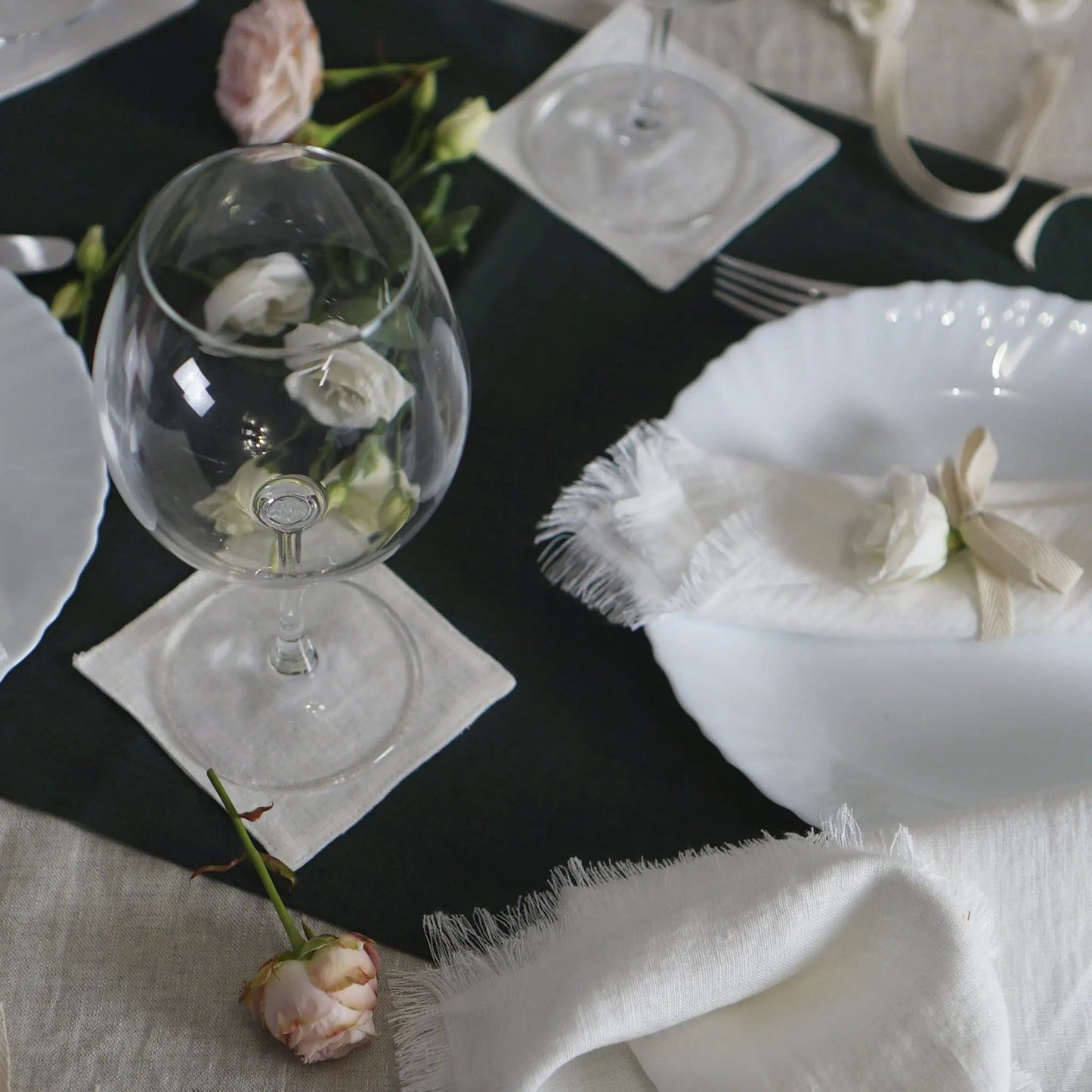 Set of linen coasters