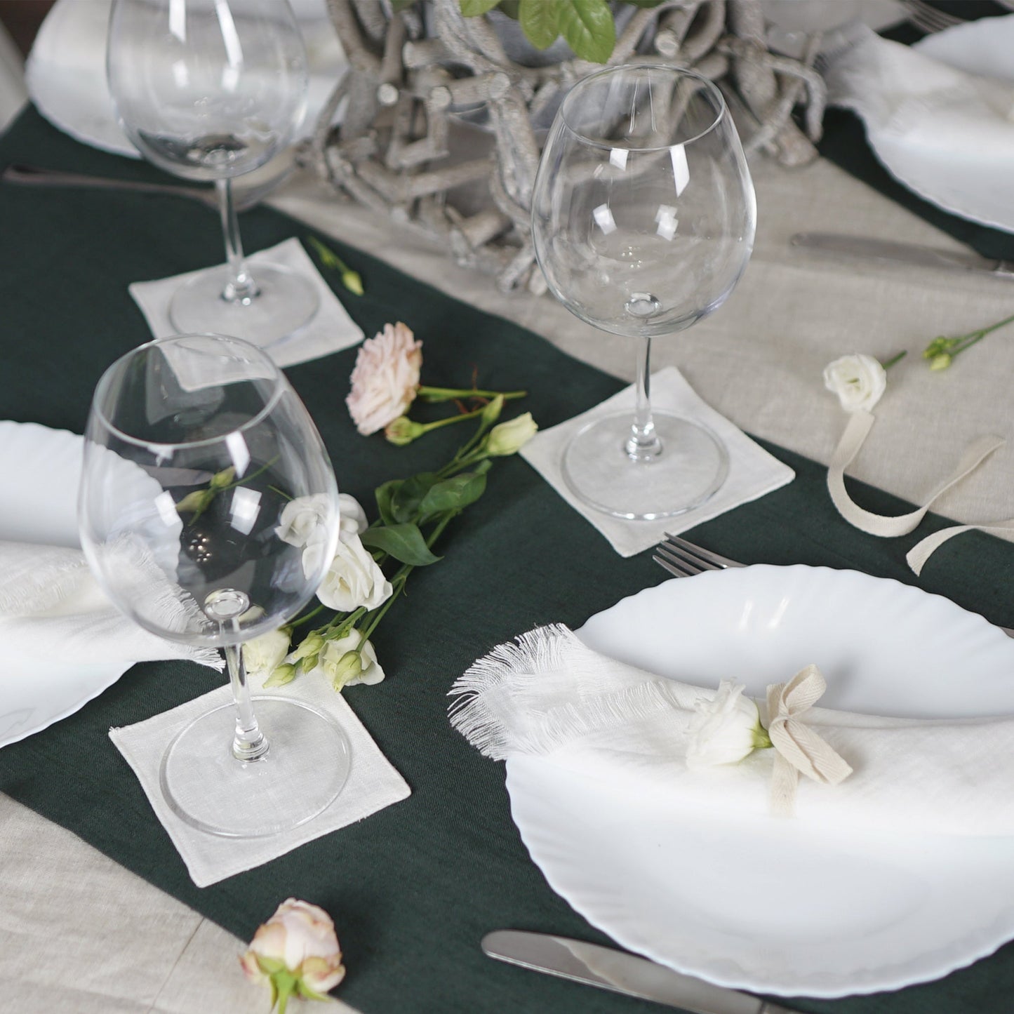 Set of linen coasters