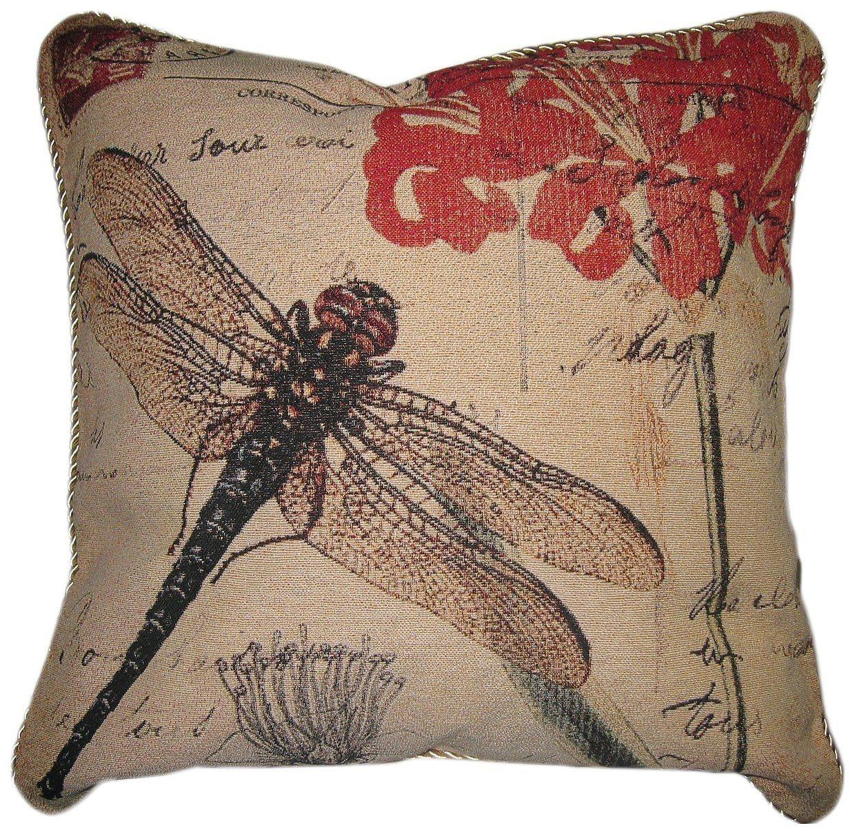 DaDa Bedding Dragonfly Dreams Elegant Insect Bug Throw Pillow Cushion