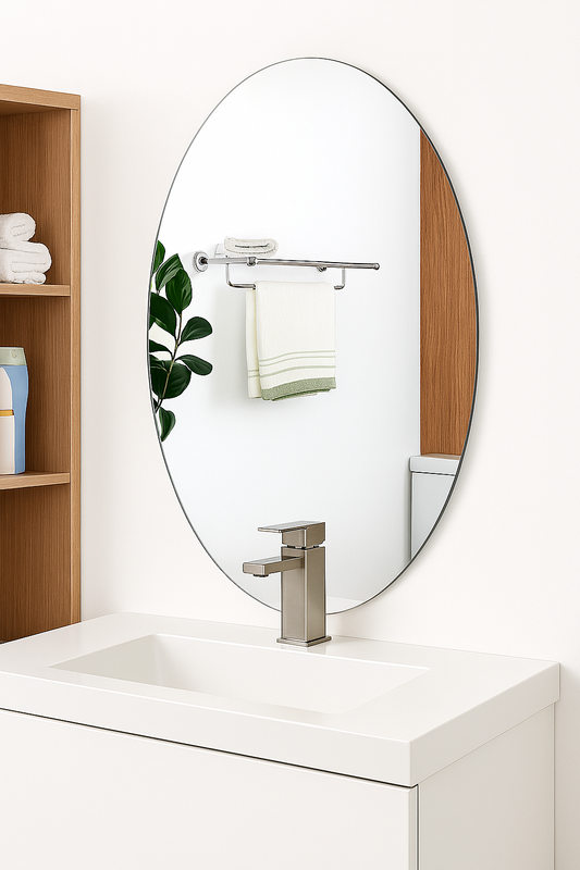 Oval Mirror Bathroom Vanity – Minimalist Wall Setup