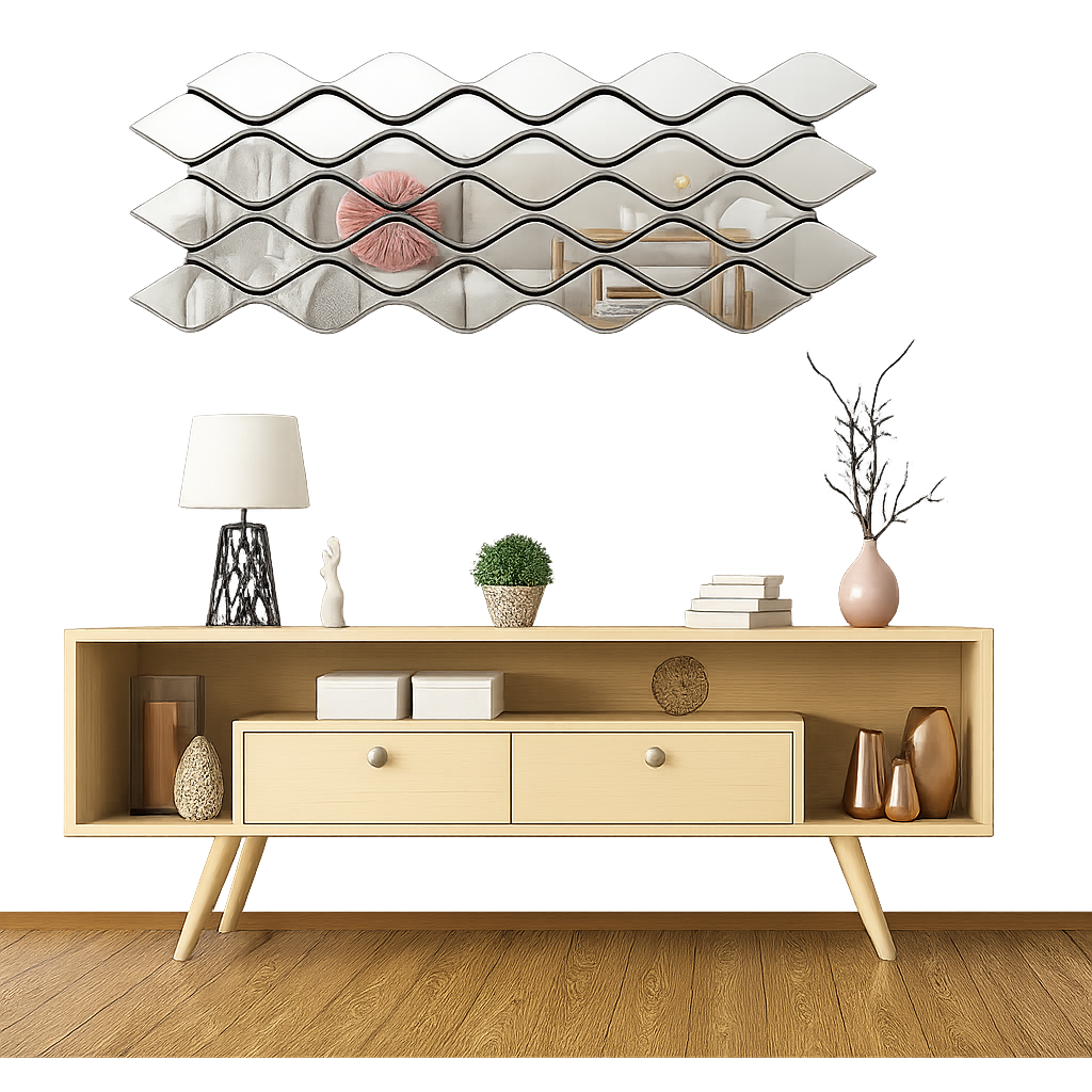 Modern Console Table with Mirror Wooden Finish