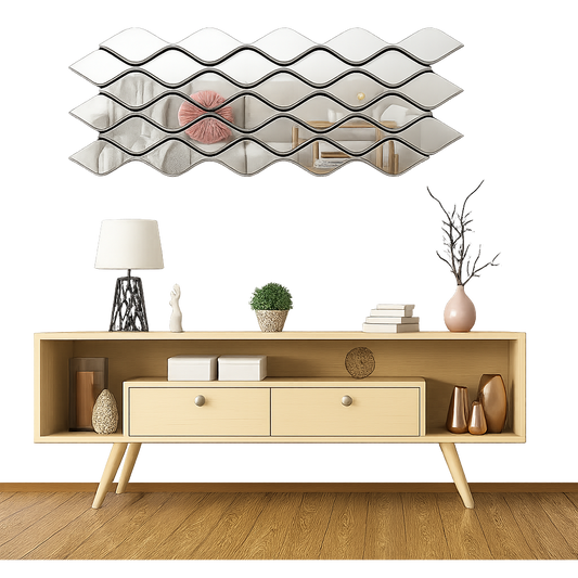 Modern Console Table with Mirror Wooden Finish
