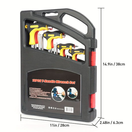 16pc Hex & Torx Wrench Set with T-Handle - Durable CR-V Steel,
