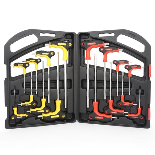 16pc Hex & Torx Wrench Set with T-Handle - Durable CR-V Steel,