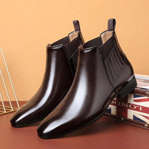 Pointed Toe Chelsea-style Boots For Men Fashion British Style Square