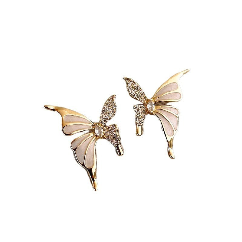 Fashion Jewelry Rhinestone Dripped Butterflies Stud Earrings Sweet