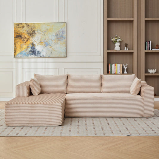 L-Shaped Compression Sofa Bed, Convertible Sectional Sofa With Pillow
