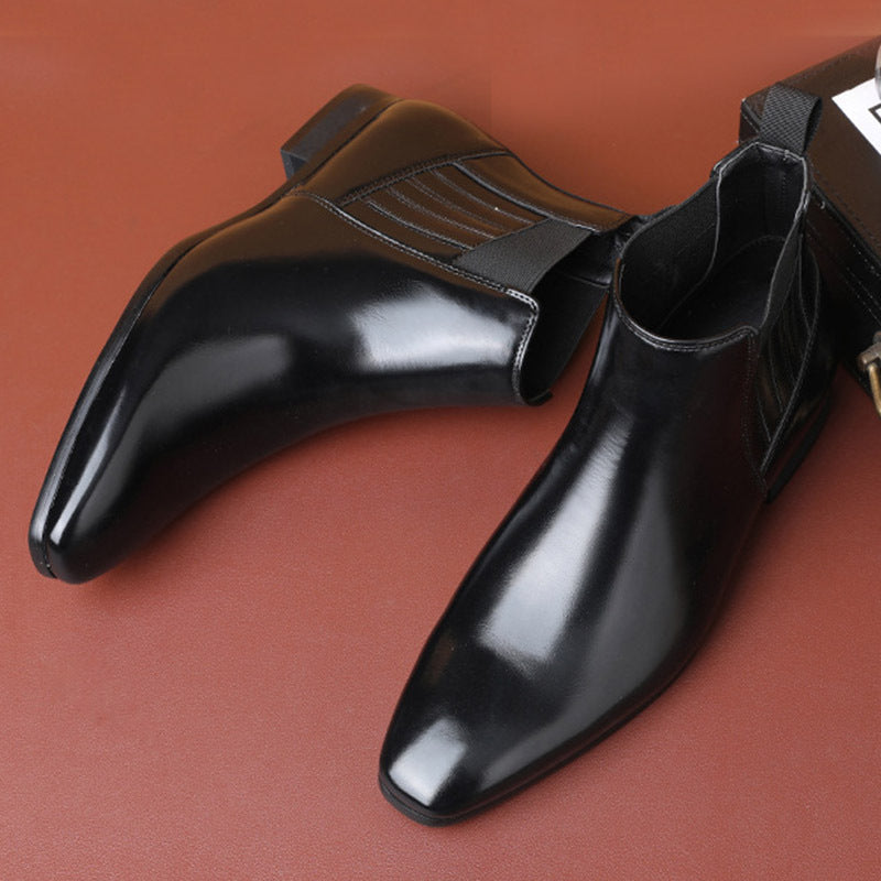 Pointed Toe Chelsea-style Boots For Men Fashion British Style Square