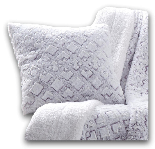 DaDa Bedding Dreamy Milky Way White & Purple Embossed Faux Fur Euro