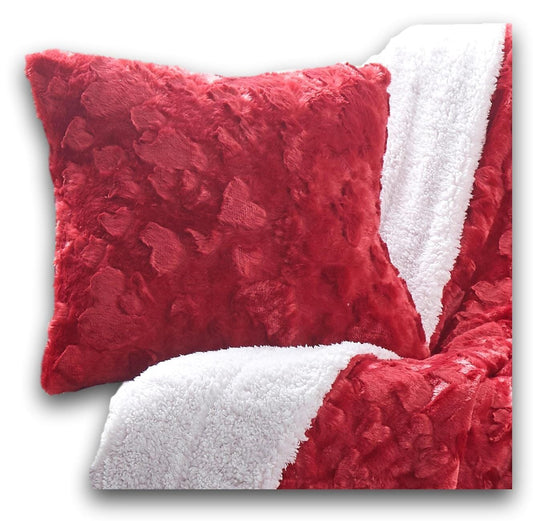 DaDa Bedding Candy Apple Red Vibrant Luxury Faux Fur Euro Throw Pillow