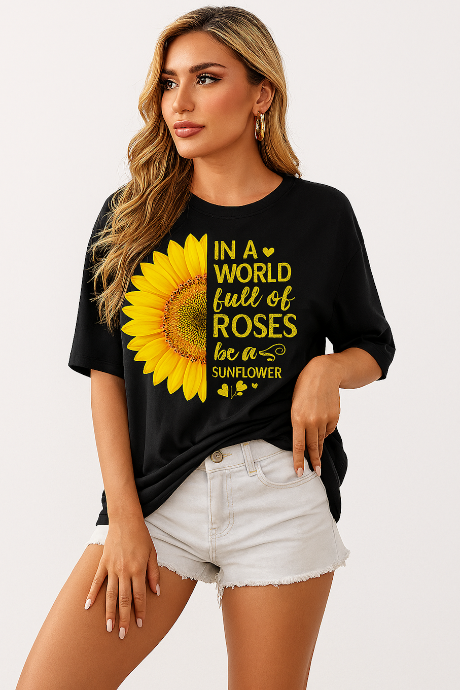 Women Half Sleeve T-shirt-Black-01 (Size-XL) | D0-53