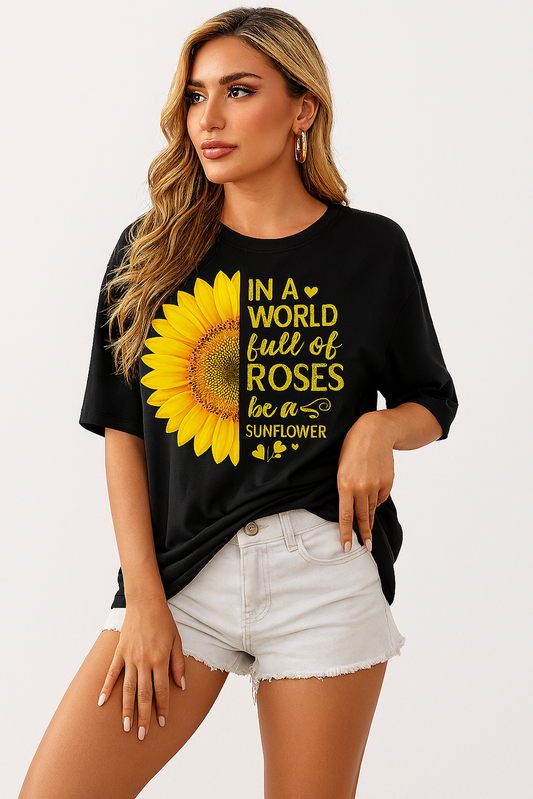 Women Half Sleeve T-shirt-Black-01 (Size-XL) | D0-53