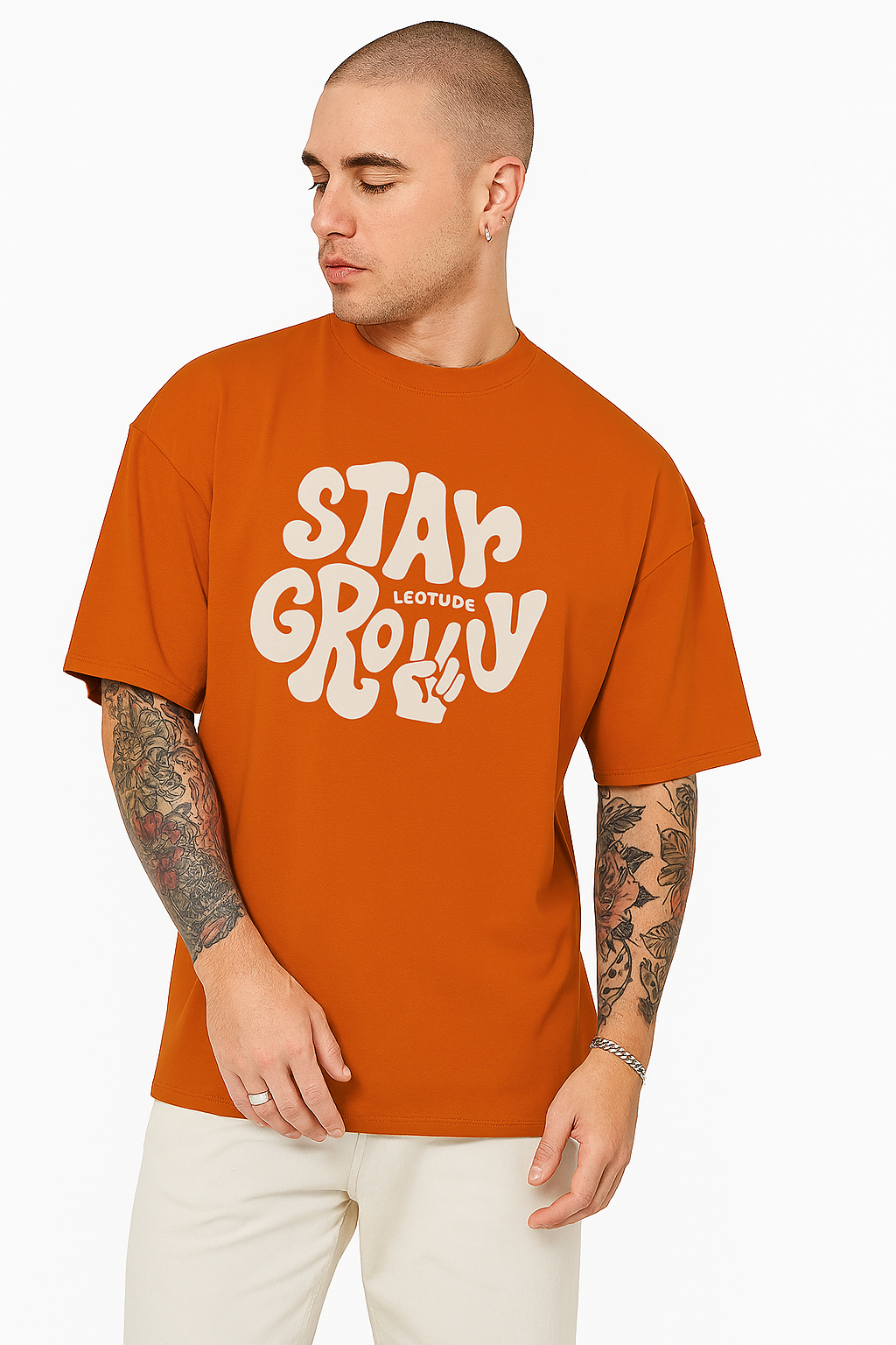 T-Shirt for Men– Oversized Cotton Tee-3XL-Orange