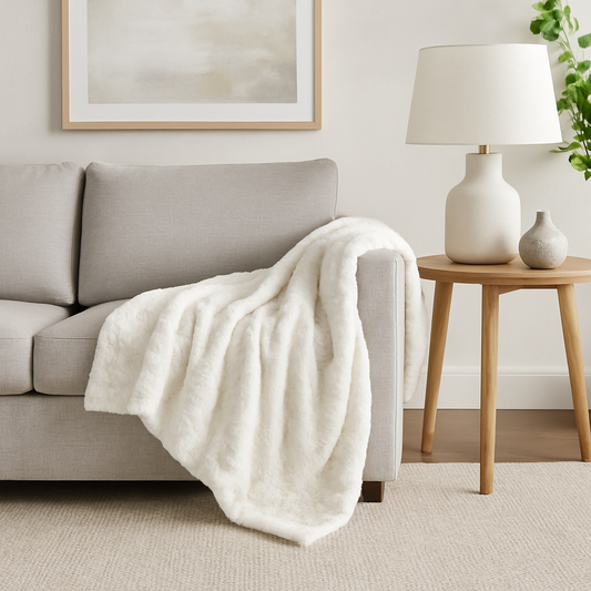 DaDa Bedding Luxury White Roses Fluffy Soft Sherpa Backside Faux Fur