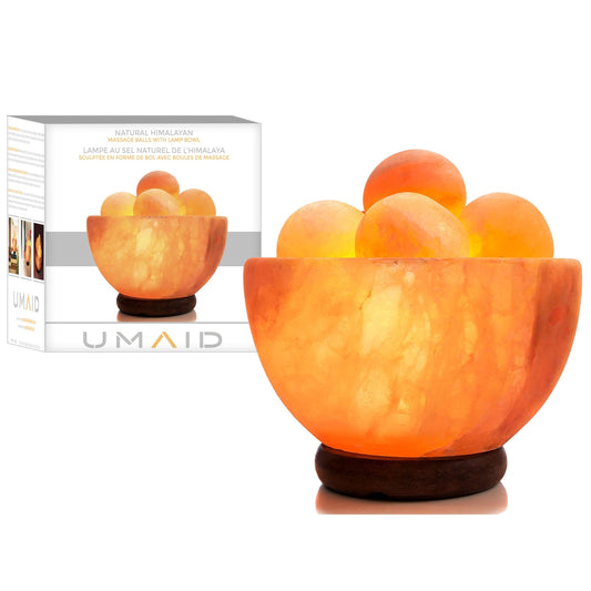 Natural Himalayan Rock Sea Salt Lamp Bowl with 6 Heated Salt