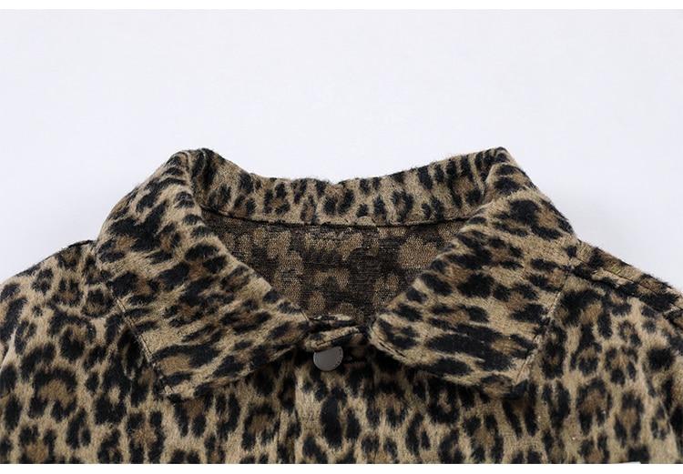 Hip Hop Jacket Coat Men Furry Leopard Print Multi-Pocket Outwear Loose