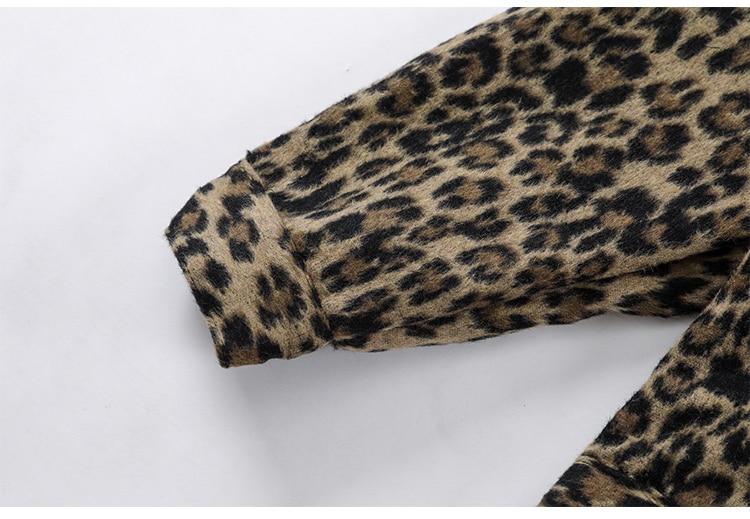 Hip Hop Jacket Coat Men Furry Leopard Print Multi-Pocket Outwear Loose