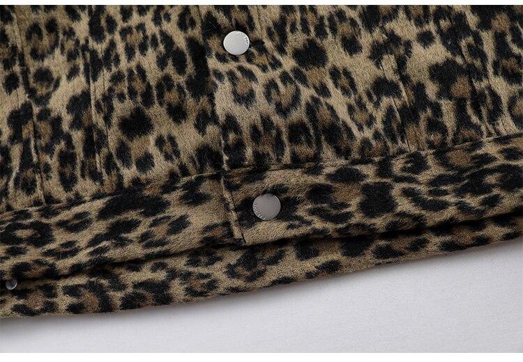 Hip Hop Jacket Coat Men Furry Leopard Print Multi-Pocket Outwear Loose