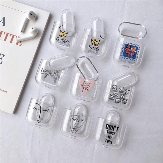fashion painting Accessories case for Airpods 1 2 Clear Bluetooth