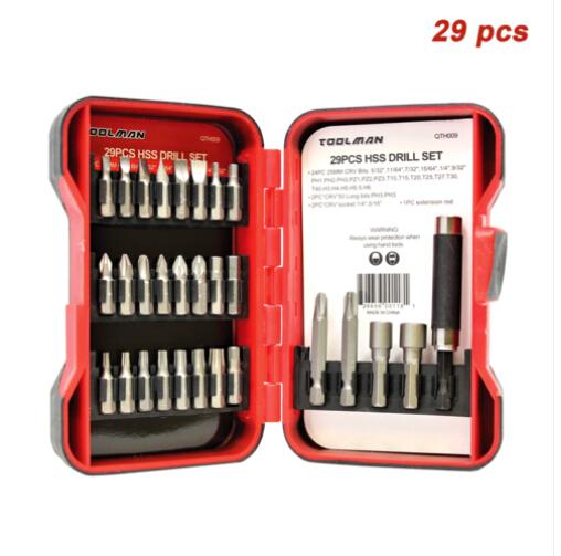 TOOLMAN 29pcs Multi Hss Purpose Screwdriver Bit Set For Hand Tool Or